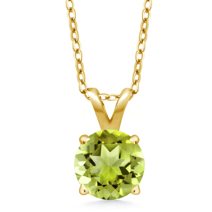 Peridot - August_Pendant in 925 Yellow Gold Plated Silver