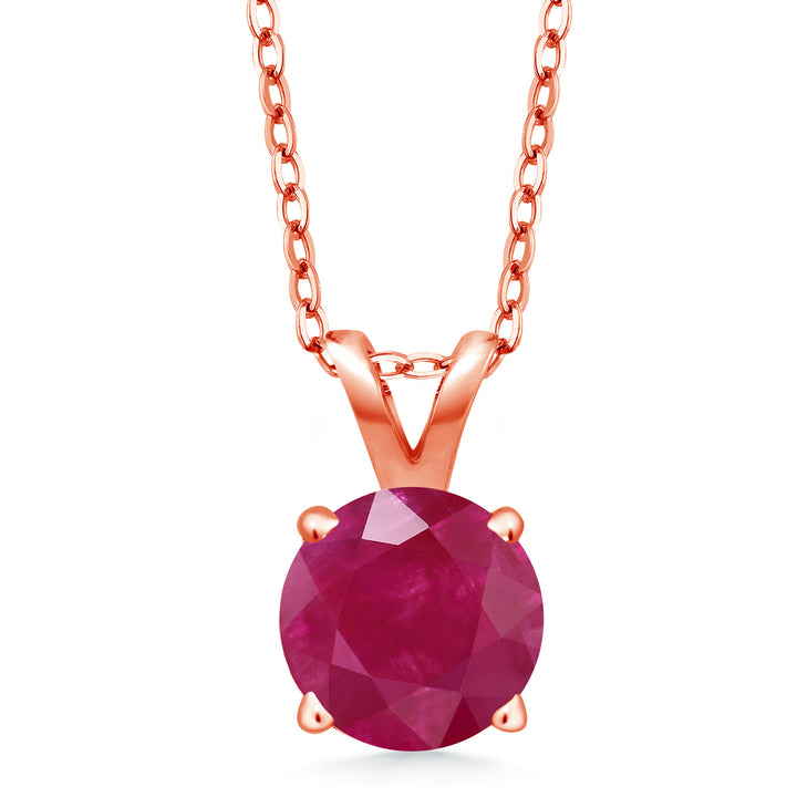 Ruby - July_Pendant in 925 Rose Gold Plated Silver