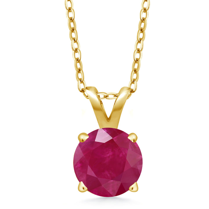 Ruby - July_Pendant in 925 Yellow Gold Plated Silver