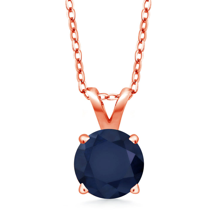 Blue Sapphire - September_Pendant in 925 Rose Gold Plated Silver