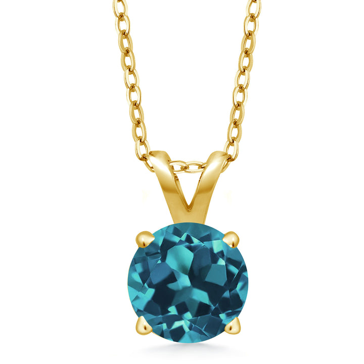 London Blue Topaz - November_Pendant in 925 Yellow Gold Plated Silver