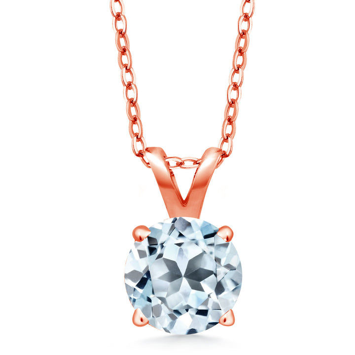 Sky Blue Topaz - November_Pendant in 925 Rose Gold Plated Silver