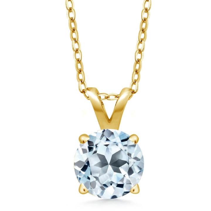 Sky Blue Topaz - November_Pendant in 925 Yellow Gold Plated Silver