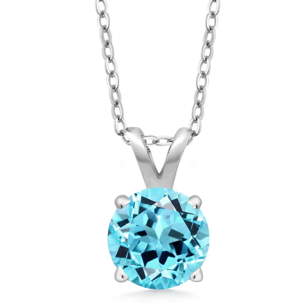 Swiss Blue Topaz - November_Pendant in 925 Sterling Silver