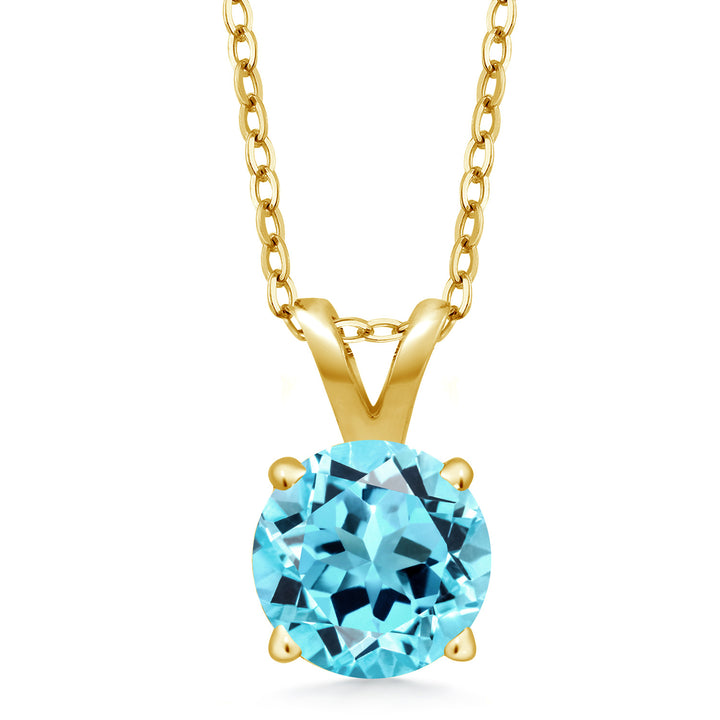 Swiss Blue Topaz - November_Pendant in 925 Yellow Gold Plated Silver