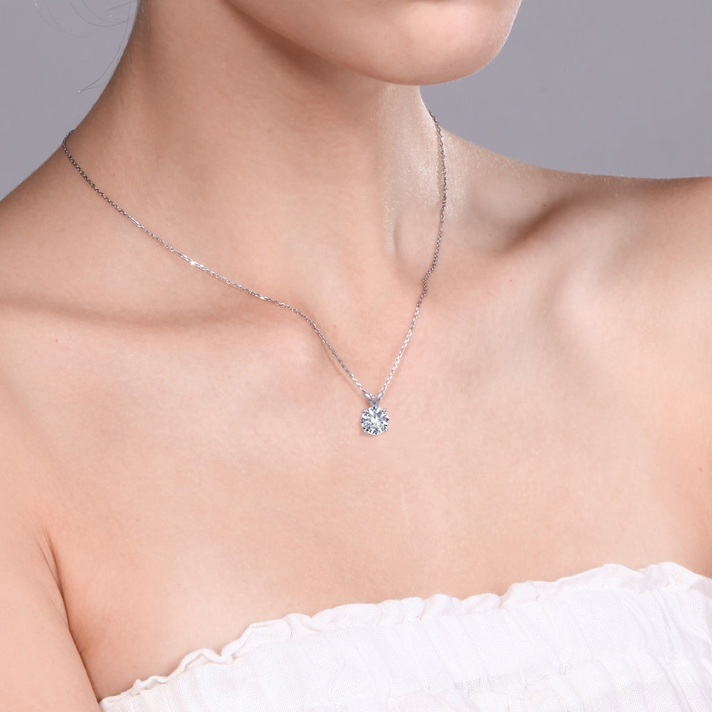 White Created Sapphire - September_Pendant in 925 Sterling Silver