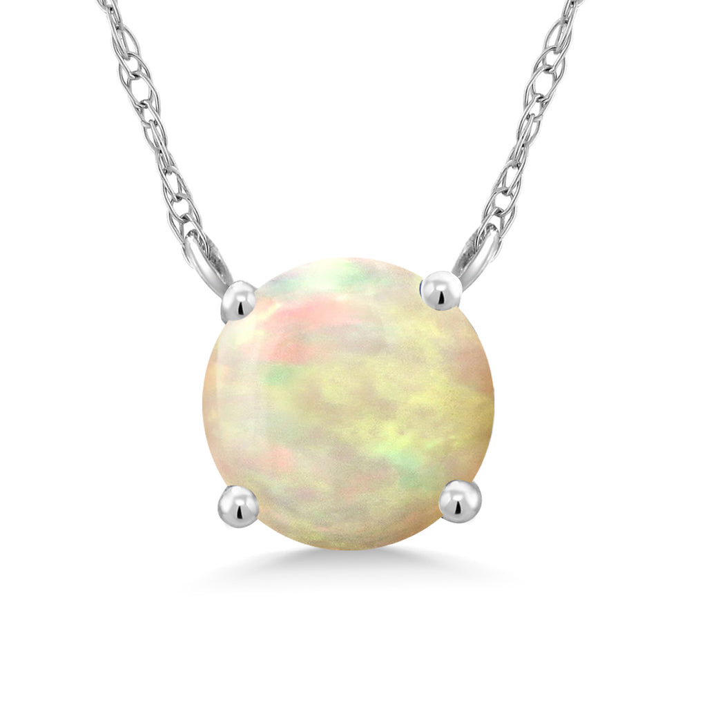 Ethiopian Opal - October_Necklace in 18K White Gold
