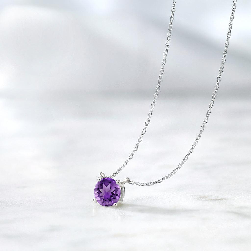 Amethyst - February_Necklace in 18K White Gold