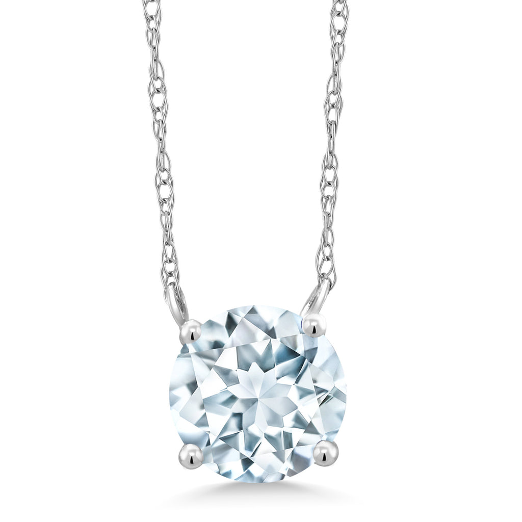 Aquamarine - March_Necklace in 18K White Gold