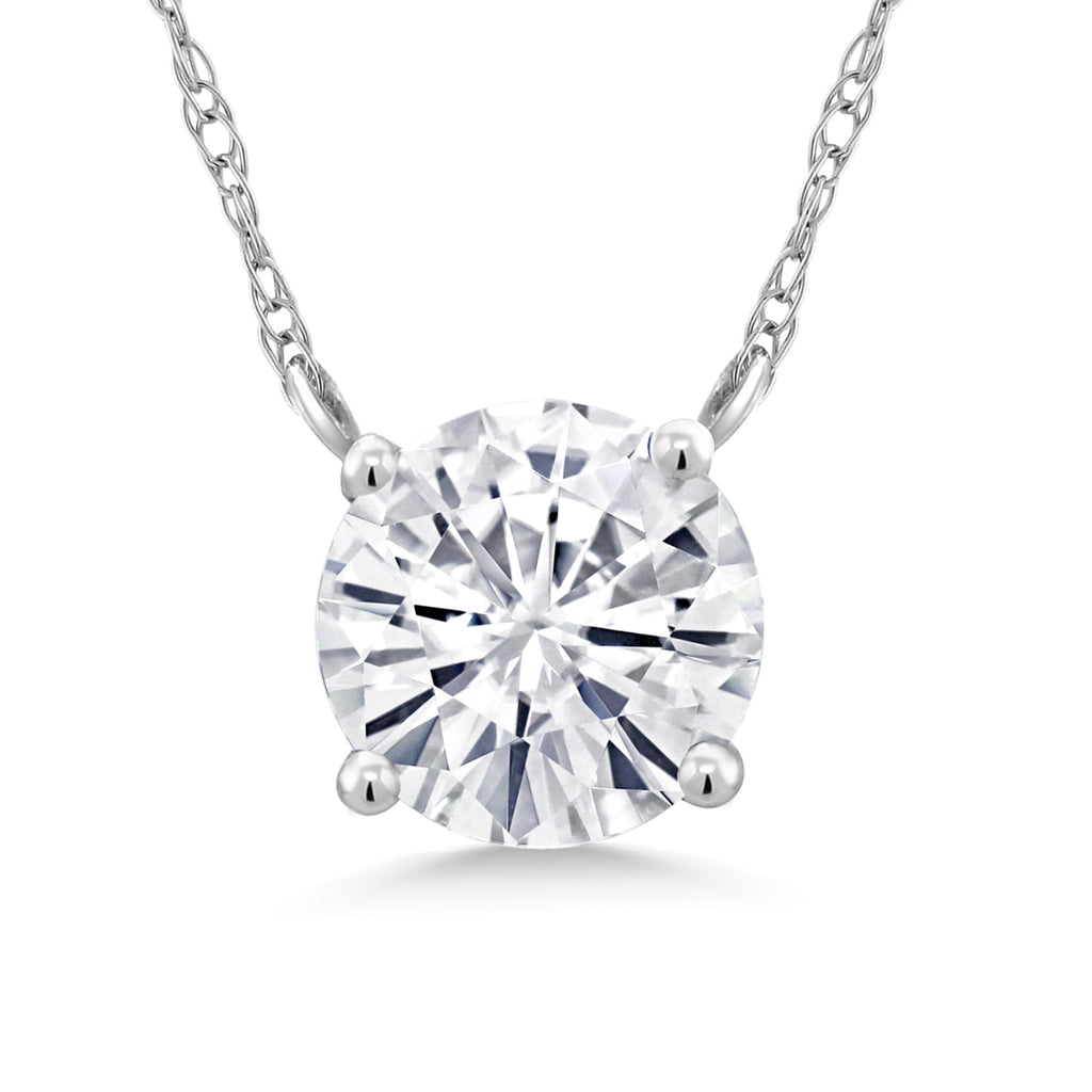 White Moissanite - April_Necklace in 18K White Gold