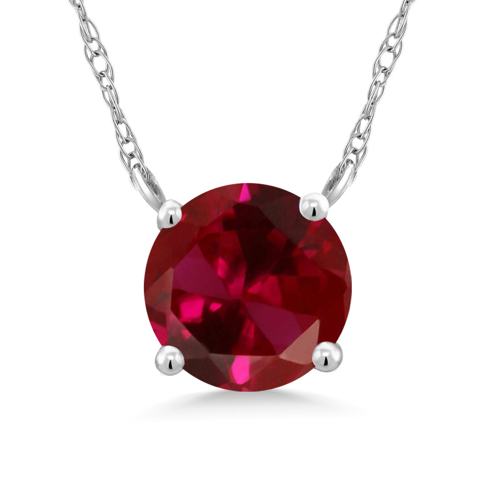 Created Ruby - July_Necklace in 18K White Gold