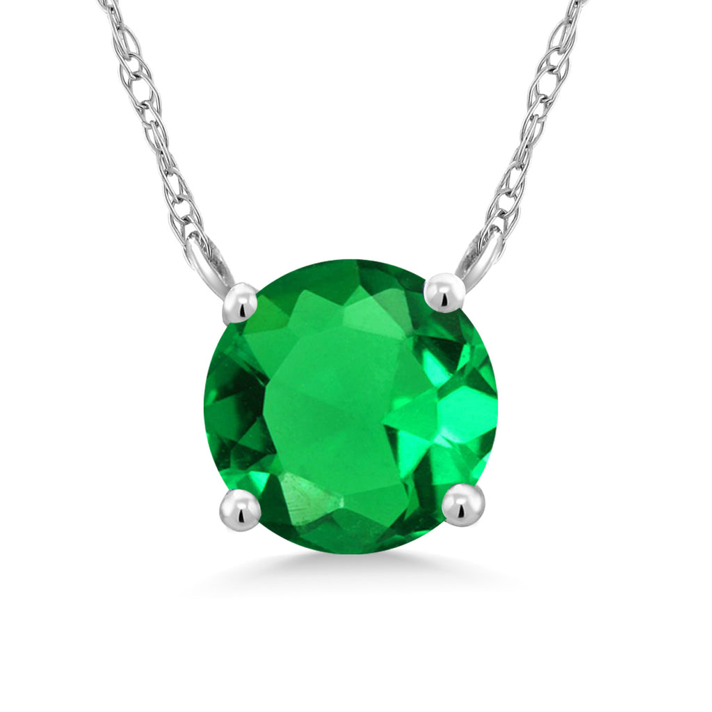 Nano Emerald - May_Necklace in 18K White Gold
