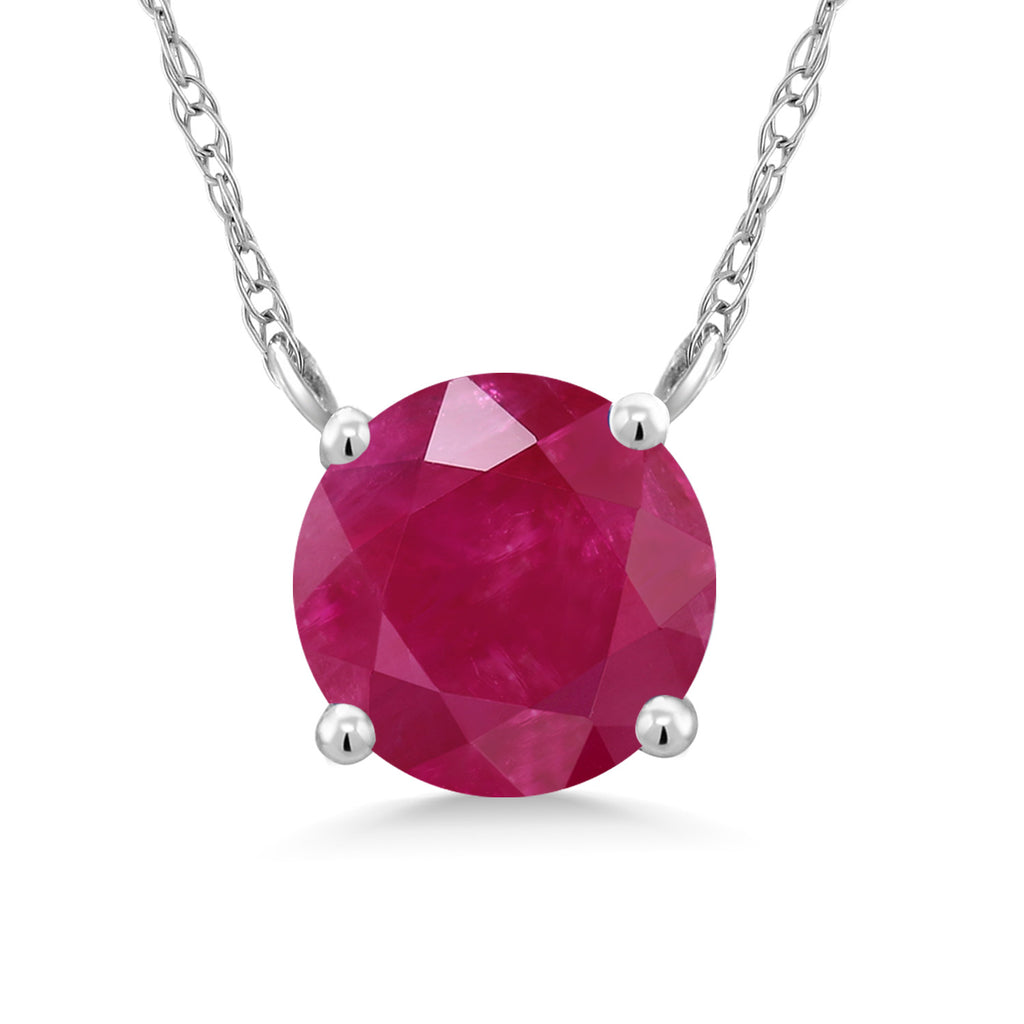 Ruby - July_Necklace in 18K White Gold