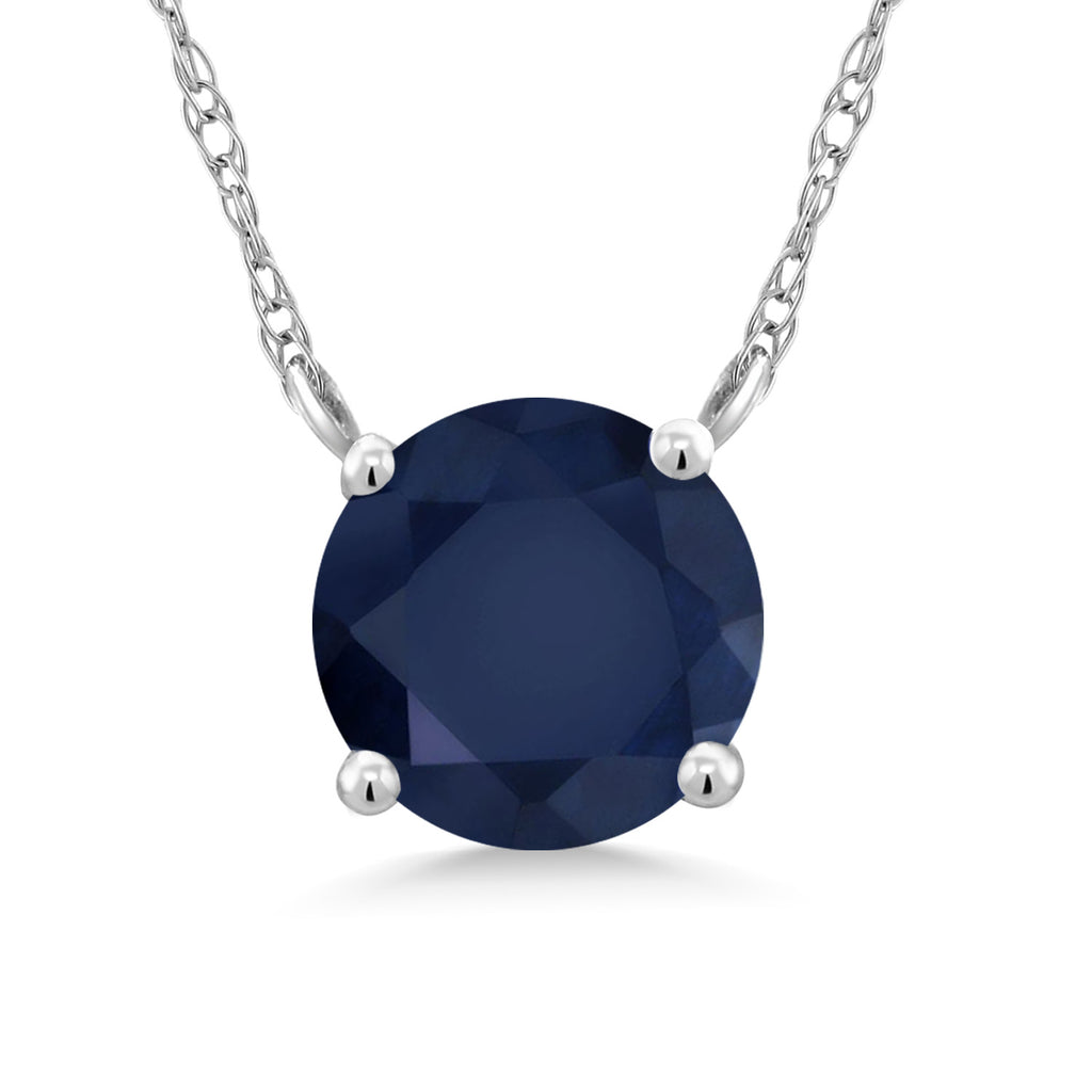 Blue Sapphire - September_Necklace in 18K White Gold