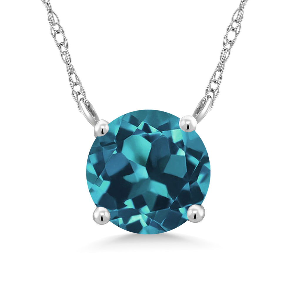 London Blue Topaz - November_Necklace in 18K White Gold