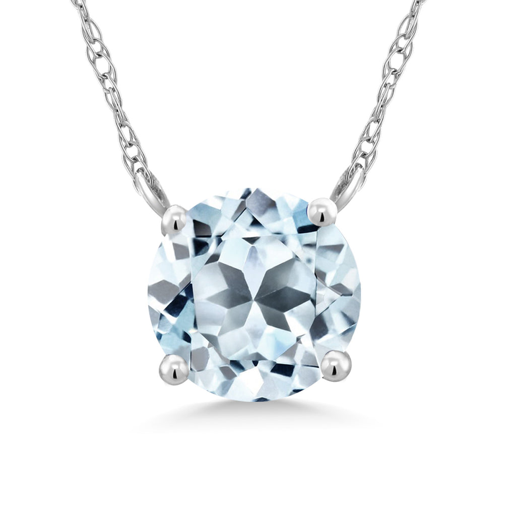 Sky Blue Topaz - November_Necklace in 18K White Gold