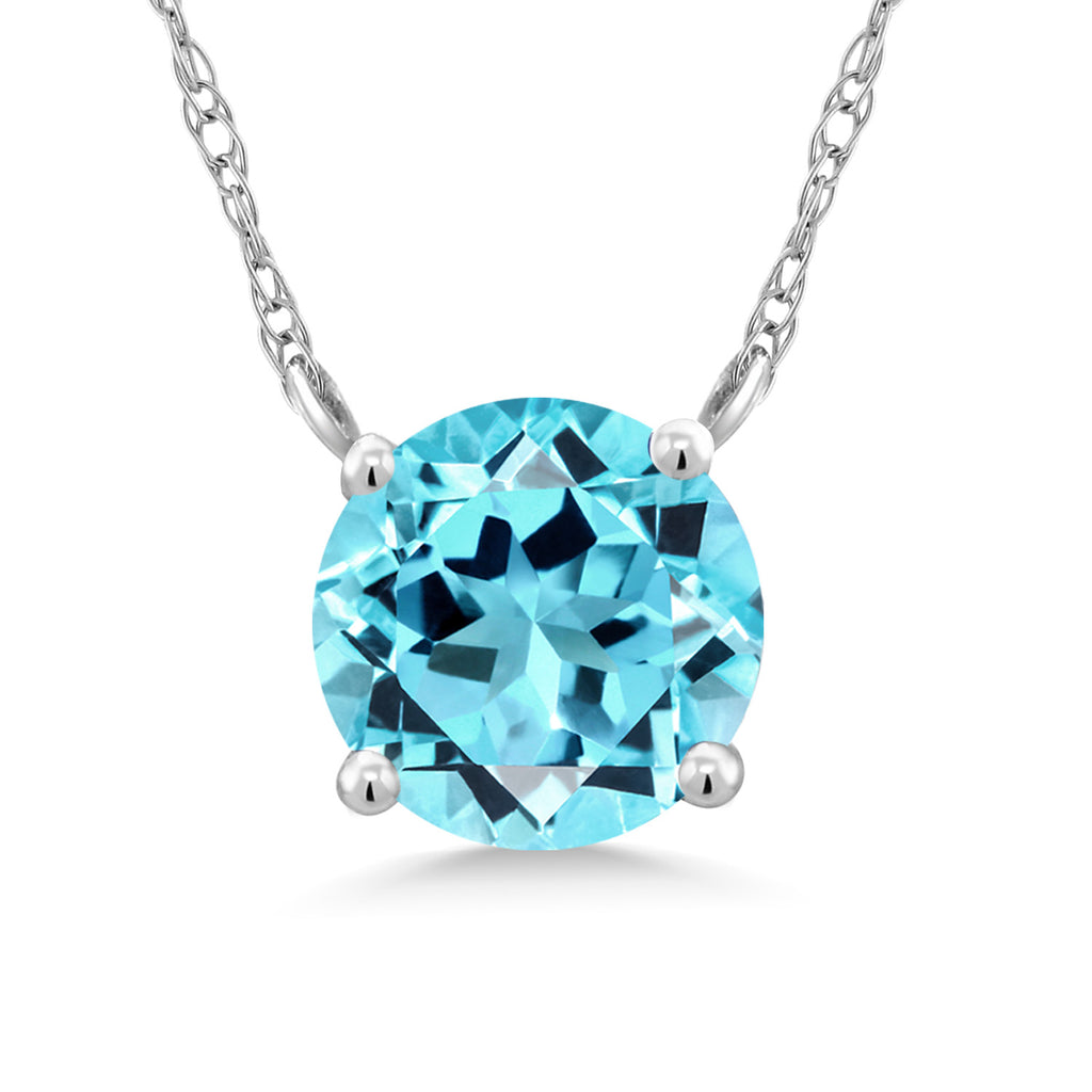 Swiss Blue Topaz - November_Necklace in 18K White Gold