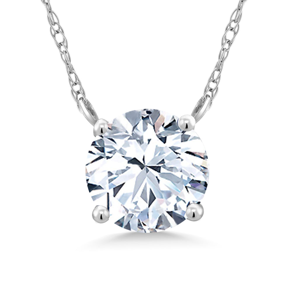 White Created Sapphire - September_Necklace in 18K White Gold