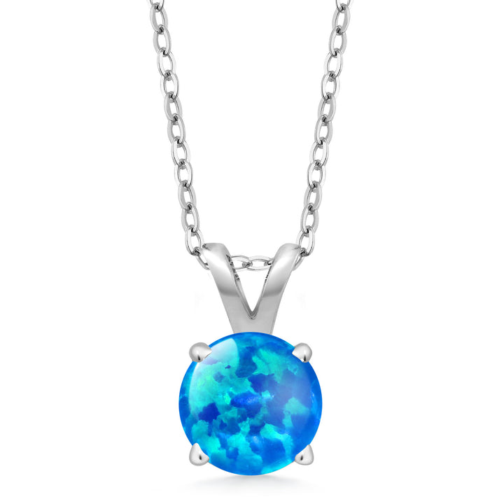 Blue Opal - October_Pendant in 925 Sterling Silver