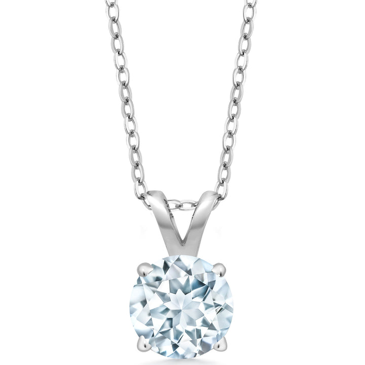 Aquamarine - March_Pendant in 925 Sterling Silver