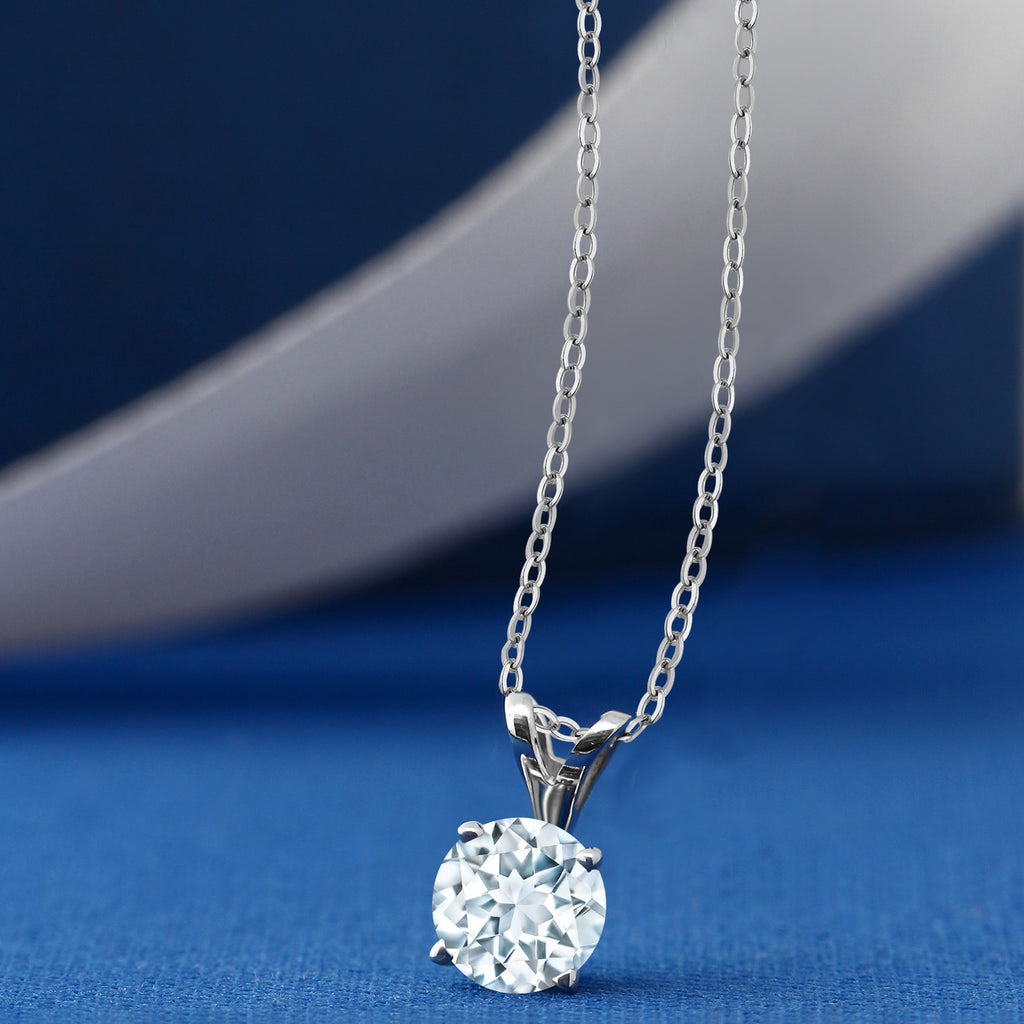 Aquamarine - March_Pendant in 925 Sterling Silver