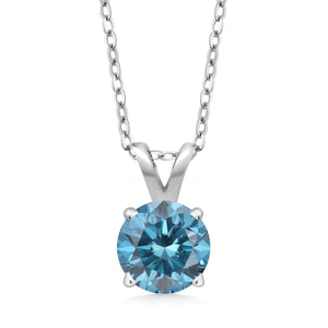 Blue Lab Grown Diamond - April_Pendant in 925 Sterling Silver