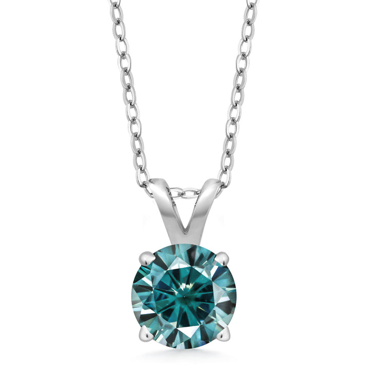 Blue Moissanite - April_Pendant in 925 Sterling Silver