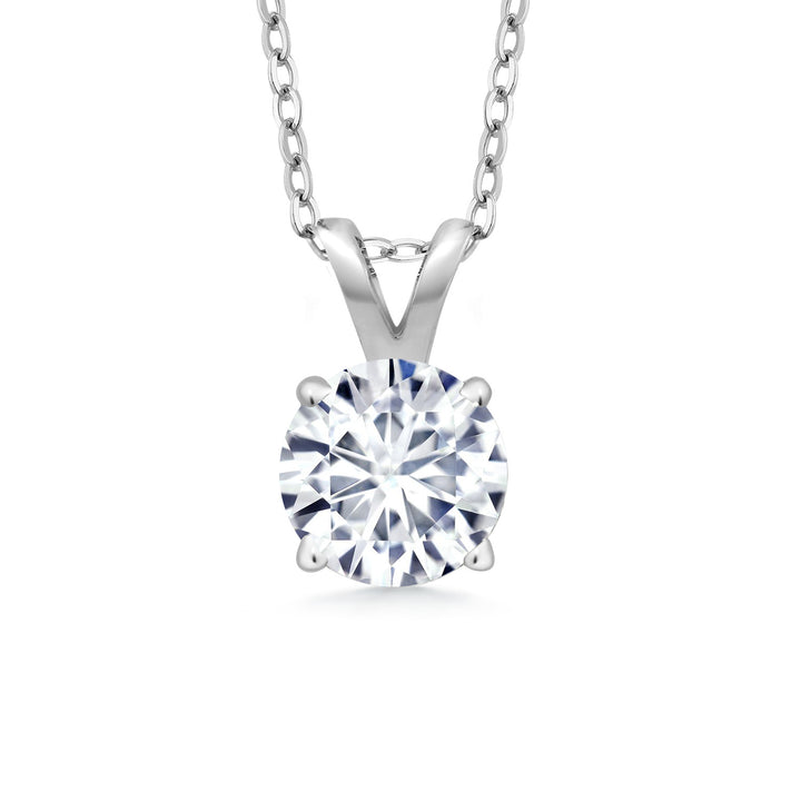 White Moissanite - April_Pendant in 925 Sterling Silver