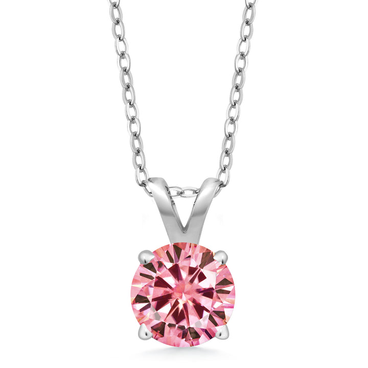 Pink Moissanite - April_Pendant in 925 Sterling Silver