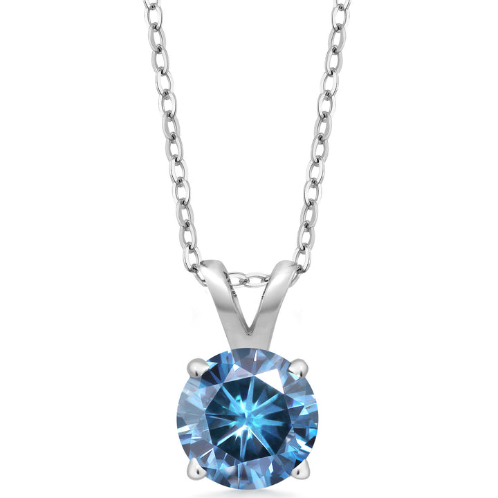 Persian Blue Moissanite - April_Pendant in 925 Sterling Silver