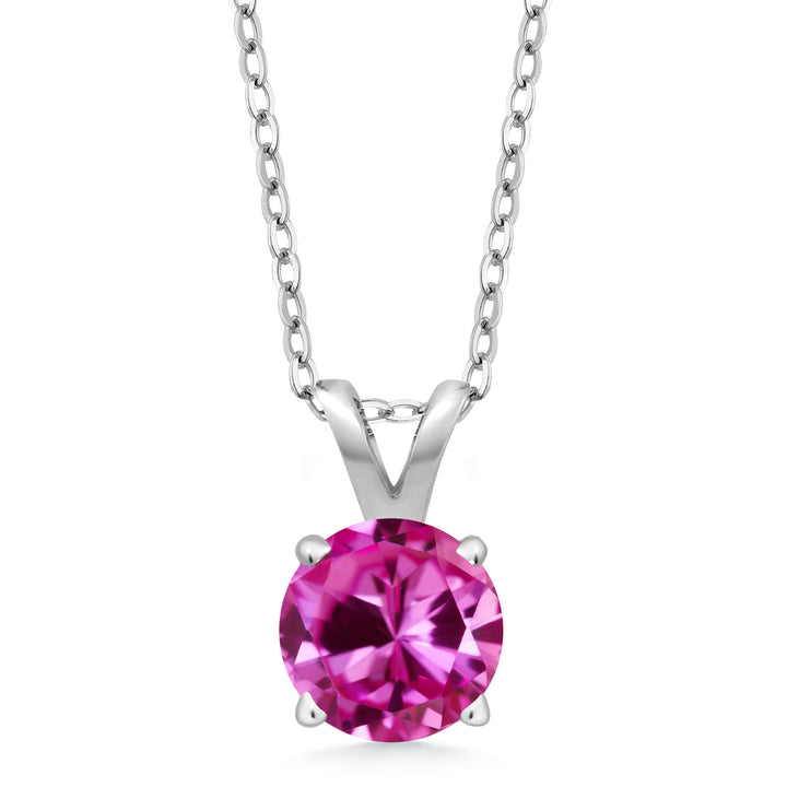 Pink Created Sapphire - September_Pendant in 925 Sterling Silver