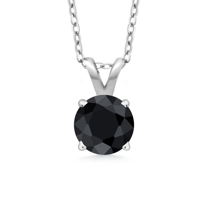 Black Sapphire - September_Pendant in 925 Sterling Silver