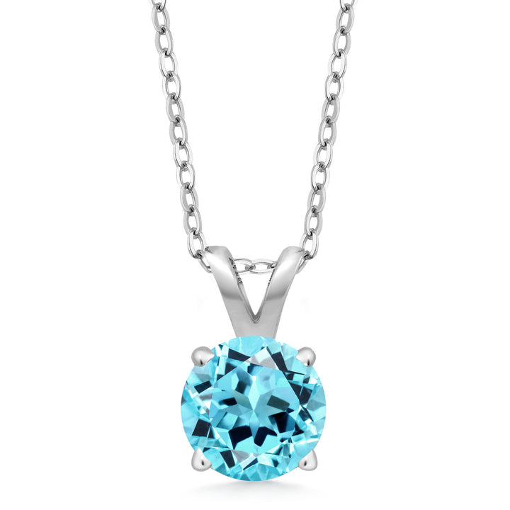 Swiss Blue Topaz - November_Pendant in 925 Sterling Silver