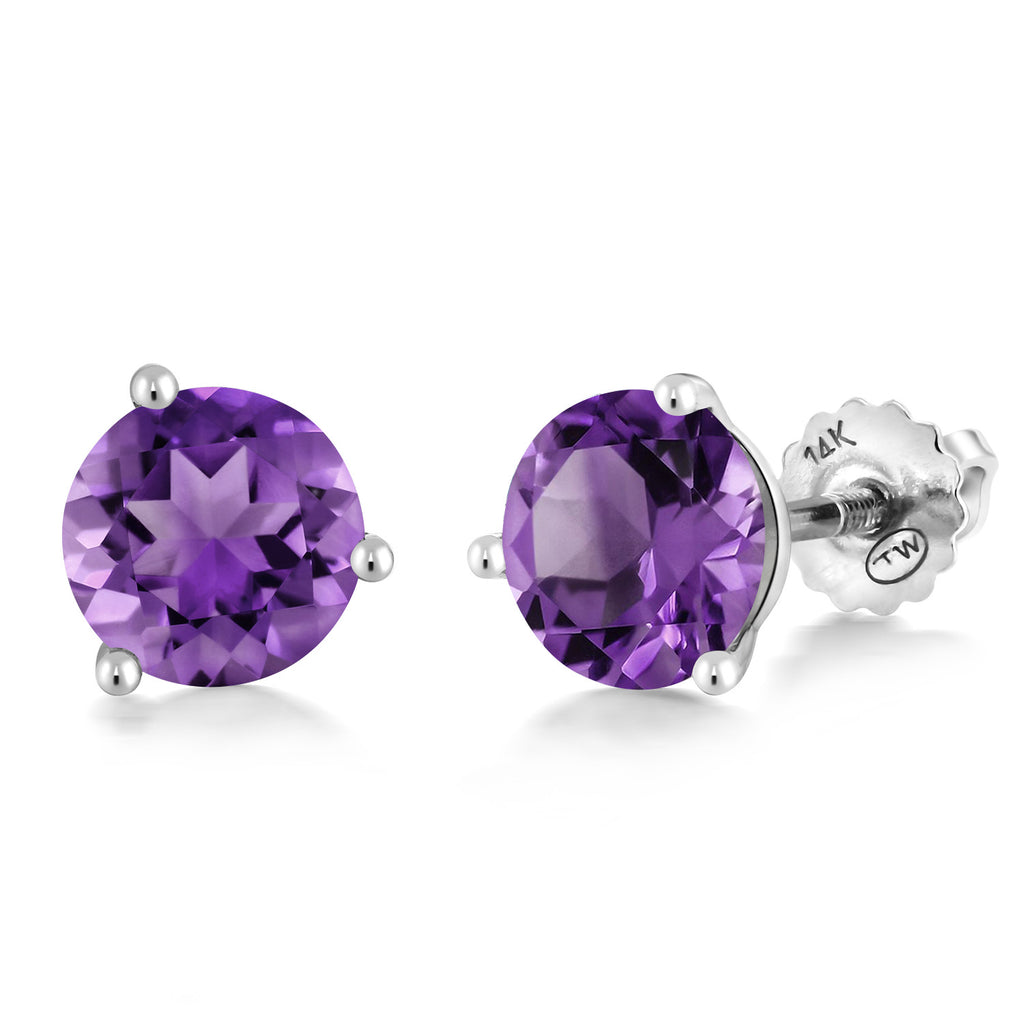 Amethyst - February_Earrings in 14K White Gold