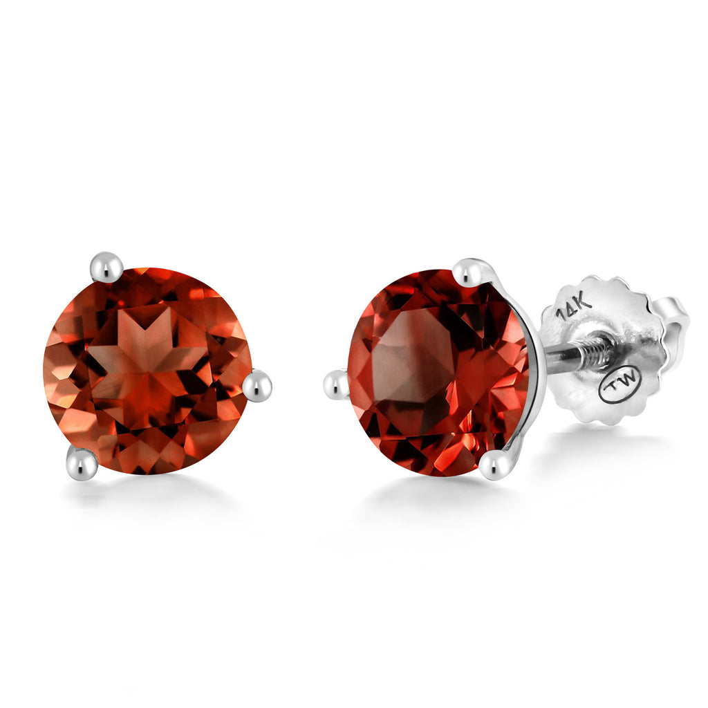 Garnet - January_Earrings in 14K White Gold