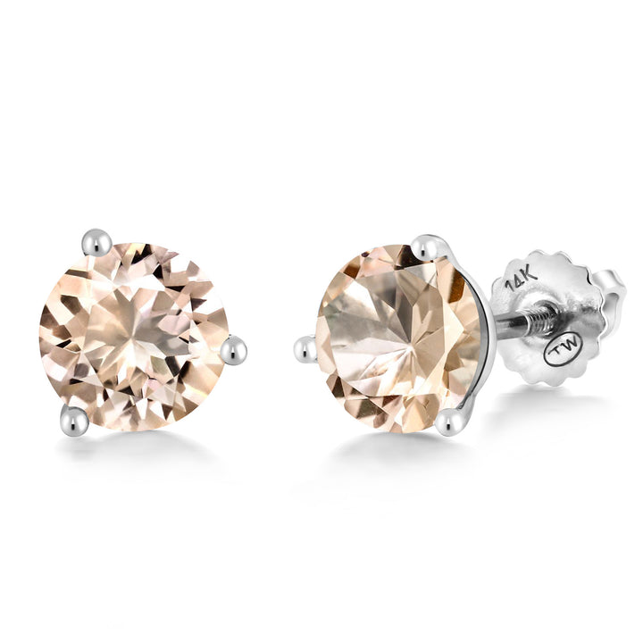 Morganite - October_Earrings in 14K White Gold