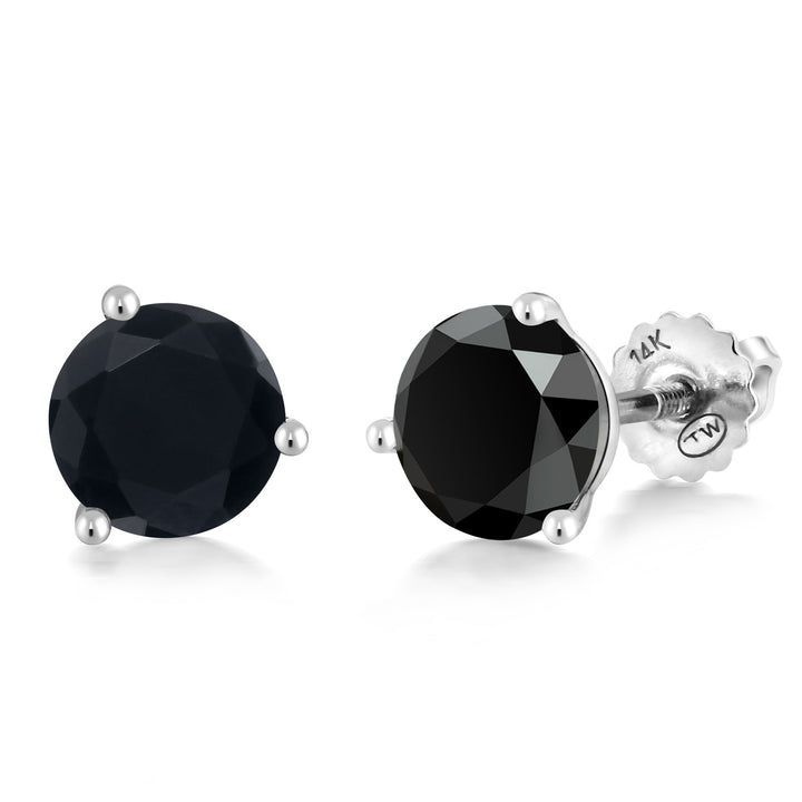 Onyx - December_Earrings in 14K White Gold