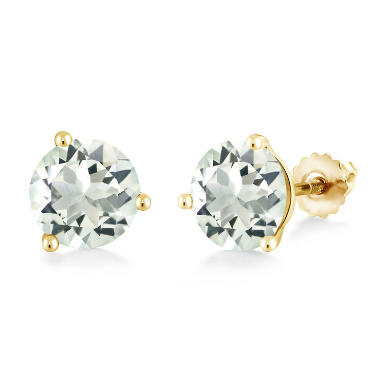 Prasiolite_Earrings in 14K Yellow Gold