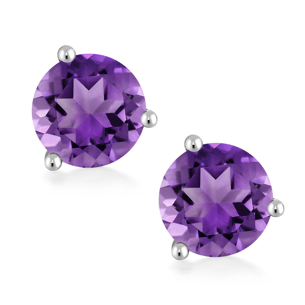 Amethyst - February_Earrings in 14K White Gold