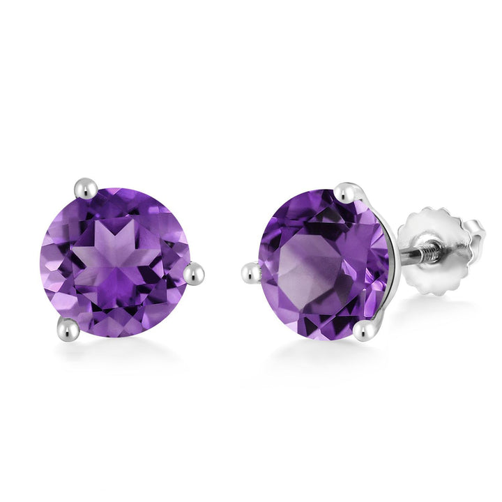 Amethyst - February_Earrings in 10K White Gold