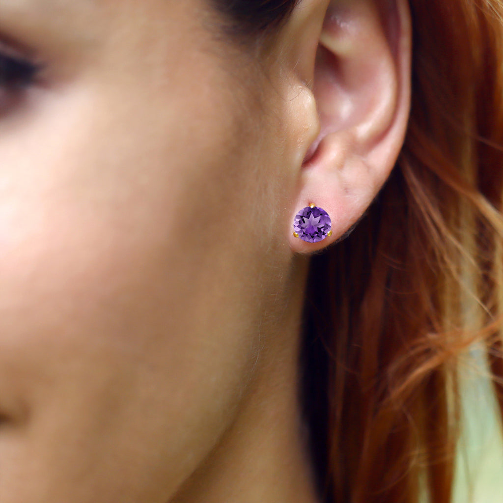 Amethyst - February_Earrings in 14K Yellow Gold
