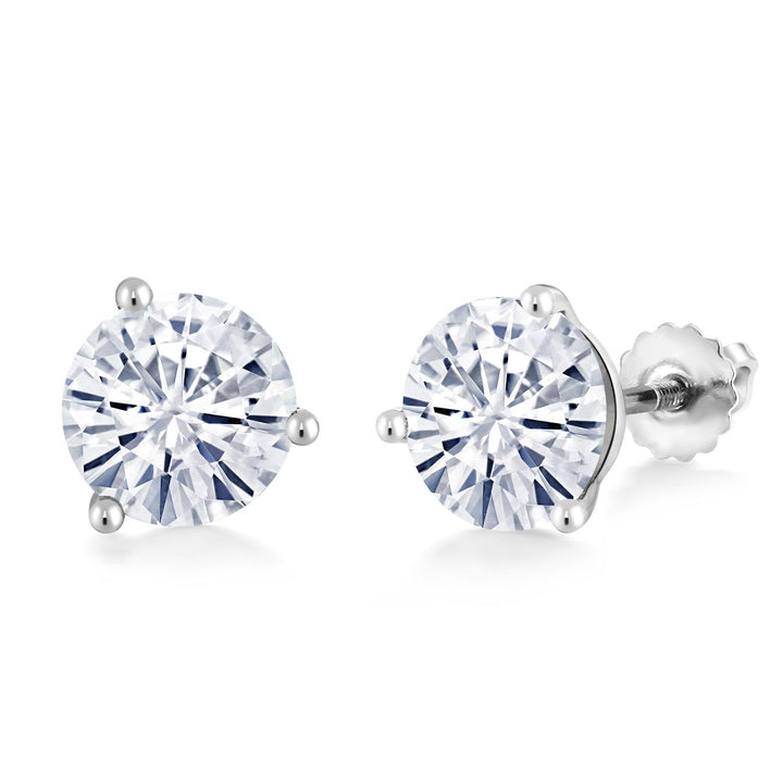 White Moissanite - April_Earrings in 10K White Gold