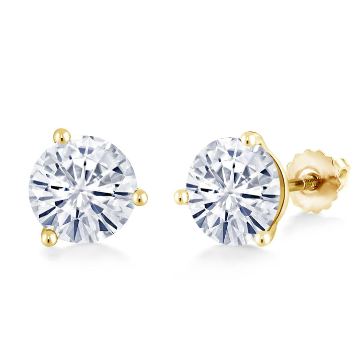 White Moissanite - April_Earrings in 14K Yellow Gold