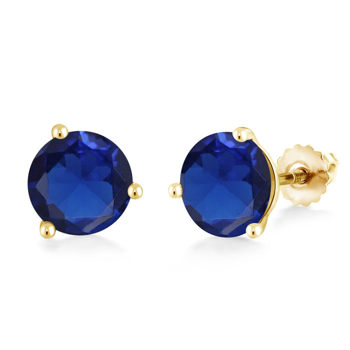 Created Sapphire - September_Earrings in 14K Yellow Gold