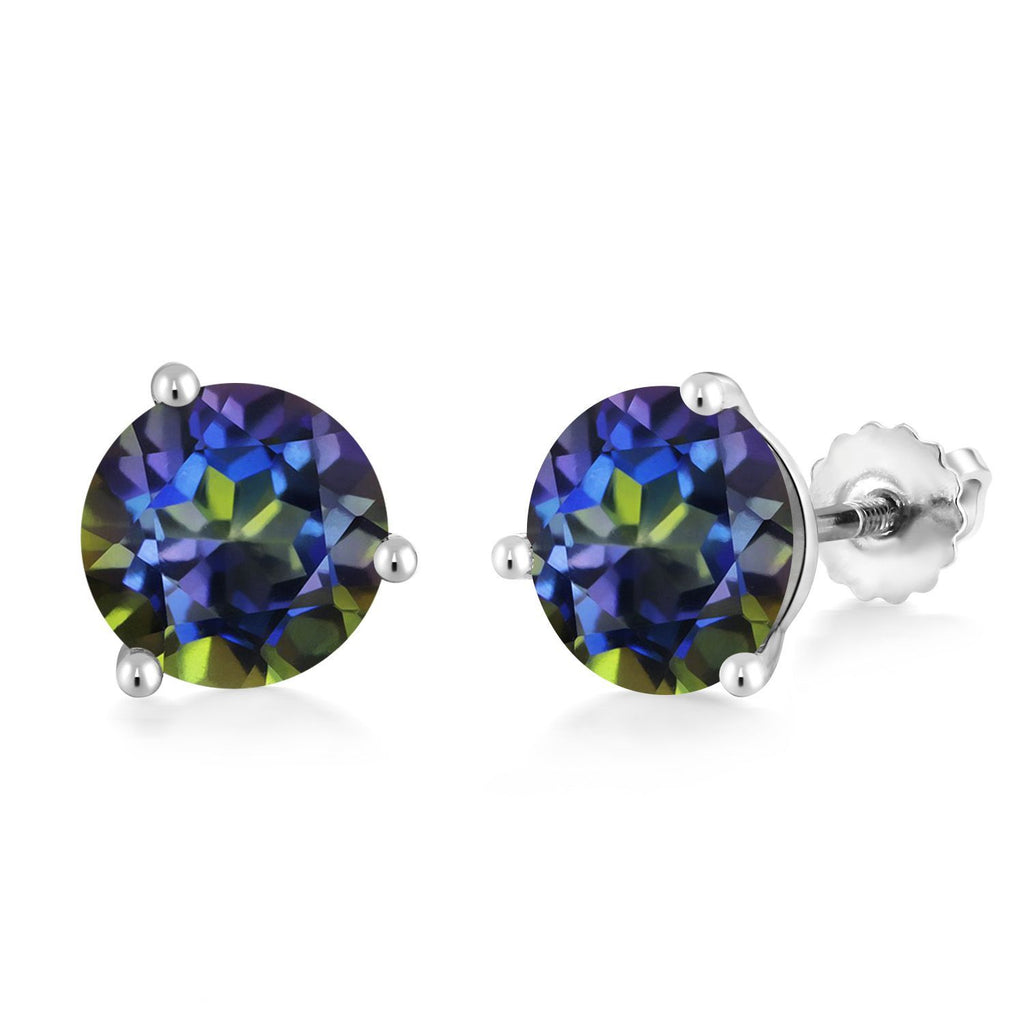 Blue Mystic Topaz_Earrings in 14K White Gold