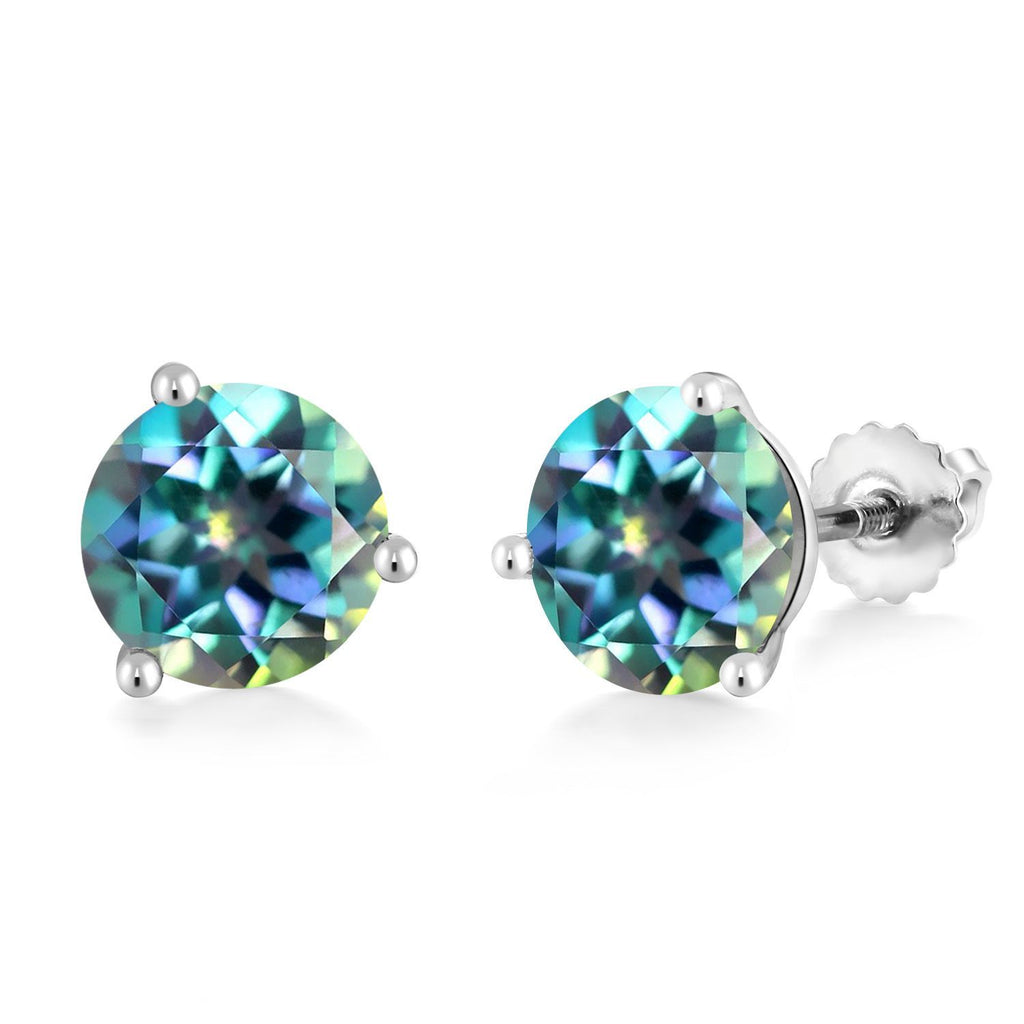 Millennium Blue Mystic Topaz_Earrings in 14K White Gold
