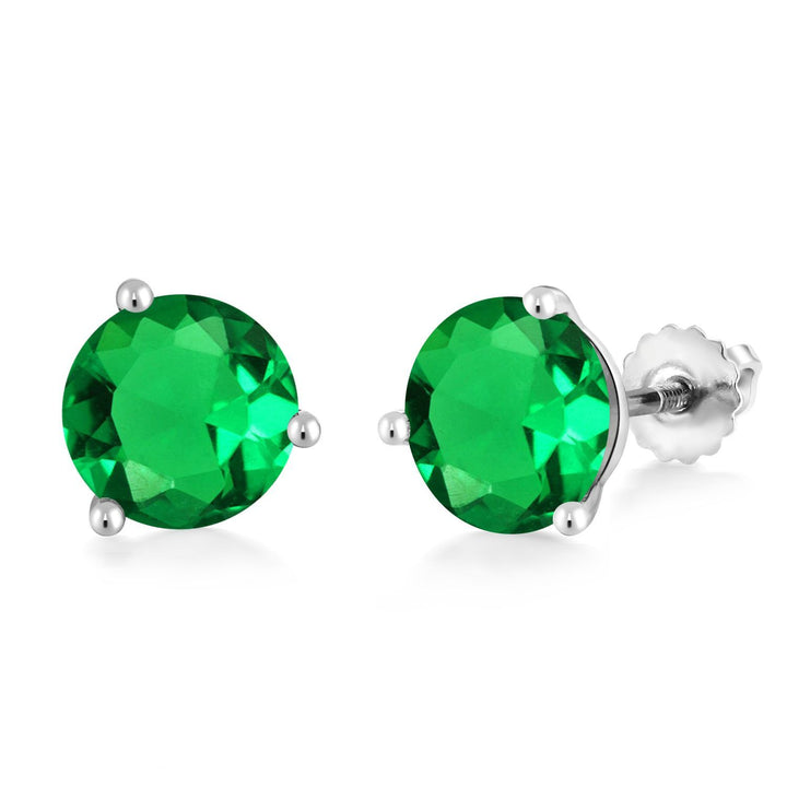 Nano Emerald - May_Earrings in 10K White Gold