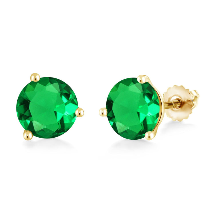 Nano Emerald - May_Earrings in 14K Yellow Gold