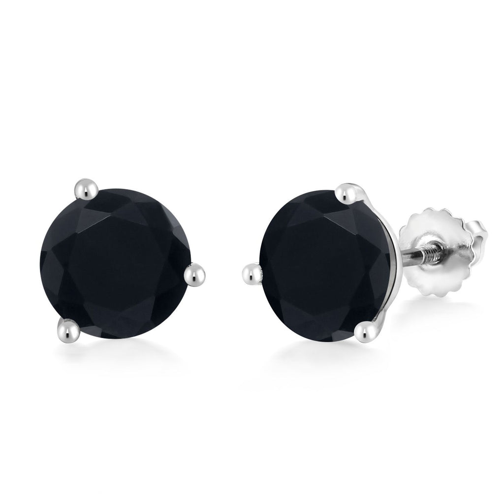 Onyx - December_Earrings in 14K White Gold