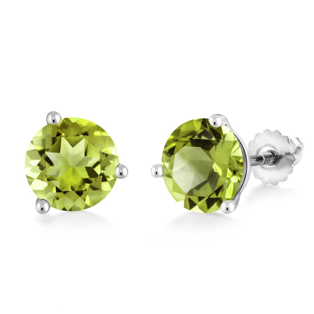 Peridot - August_Earrings in 14K White Gold